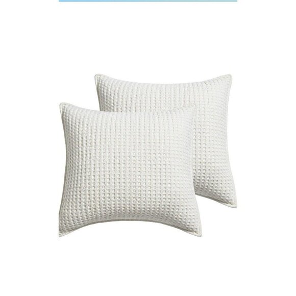 Mills Waffle Euro Sham set Of Two Cream Sham Size 26 X 26in. - Picture 1 of 4